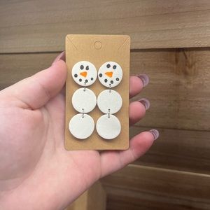 Clay snowman dangle earrings